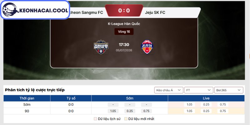 Soi kèo Gimcheon Sangmu vs Jeju United FC (17h30 05/07, K-League Hàn Quốc) 2 Kèo châu Á trận Gimcheon Sangmu vs Jeju United FC (17h30 05/07, K-League Hàn Quốc)
